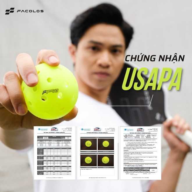 Facolos F-Pro Performance Gen 2 đáp ứng tiêu chuẩn USAPA - tiêu chuẩn được công nhận trong các giải đấu quốc tế