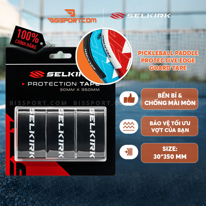 Set 3 miếng dán vợt Pickleball bảo vệ cạnh vợt Selkirk tại BISSPORT