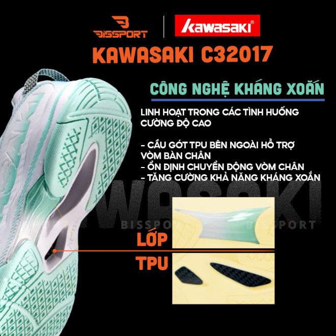 Cấu trúc đế giày Kawasaki với tấm chống xoắn trung tâm