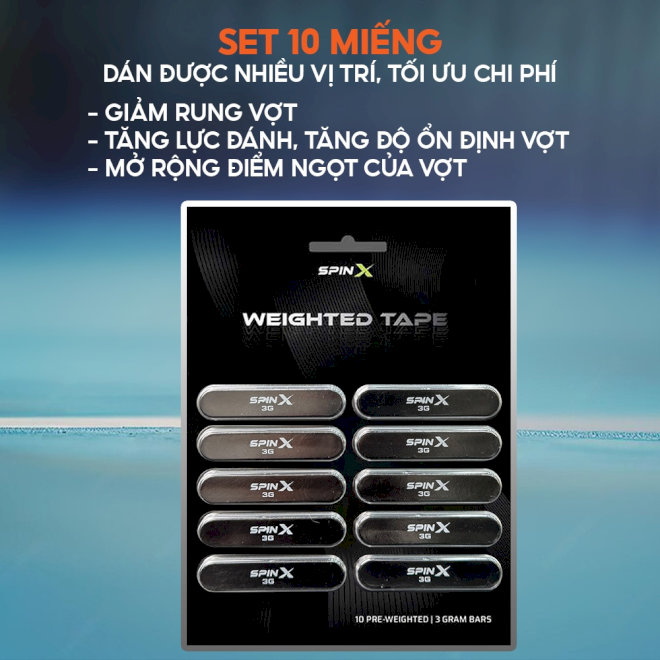 Tham khảo set 10 miếng chì dán nặng đầu pickleball SPINX chính hãng 