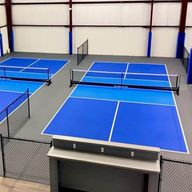 Tỷ lệ lý tưởng nhất giữa chiều dài và chiều rộng sân pickleball mini nên ở mức khoảng 2.2 : 1