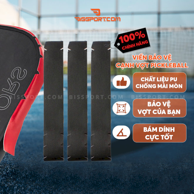 Miếng dán viền vợt Pickleball đen sở hữu độ đàn hồi tốt, độ bền cao