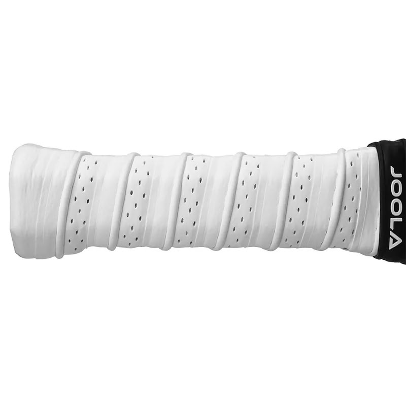 Phần trên cùng của vợt được cố định bằng keo có logo thương hiệu Joola