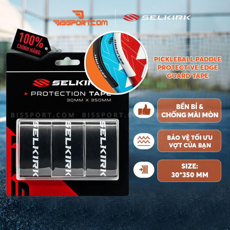 Set 3 miếng dán vợt Pickleball bảo vệ cạnh vợt Selkirk tại BISSPORT