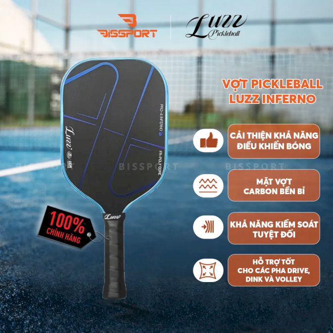 Vợt Pickleball Luzz Pro Inferno sở hữu mặt 3D Carbon Fiber Texture tiên tiến hơn