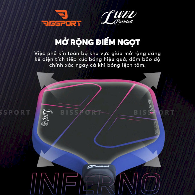 Điểm ngọt của Vợt Pickleball Luzz Pro Inferno được mở rộng tối đa