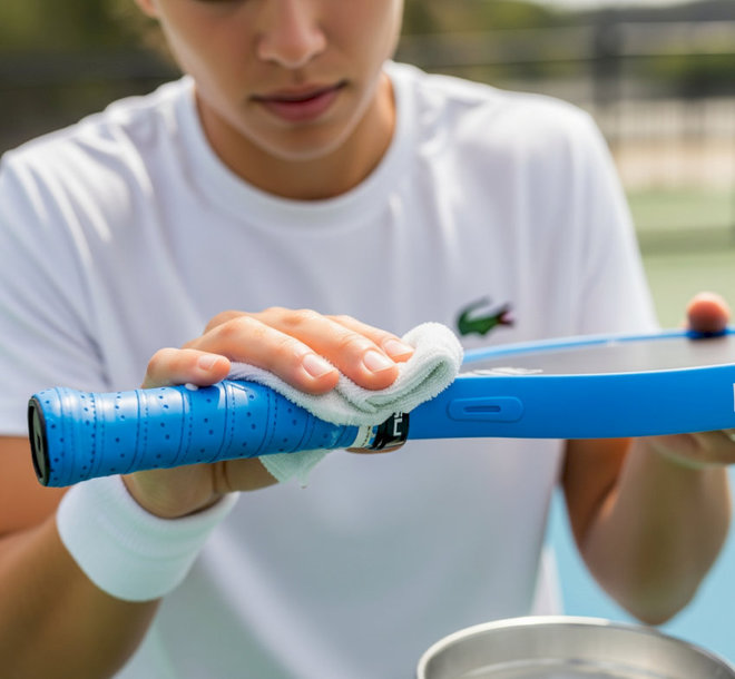 Quấn nhẹ khăn quanh tay cầm và lau theo chuyển động xoay tròn