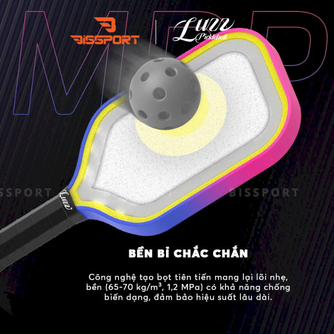 Công nghệ lõi chống xẹp đảm bảo vợt không bị mất lực sau một thời gian sử dụng