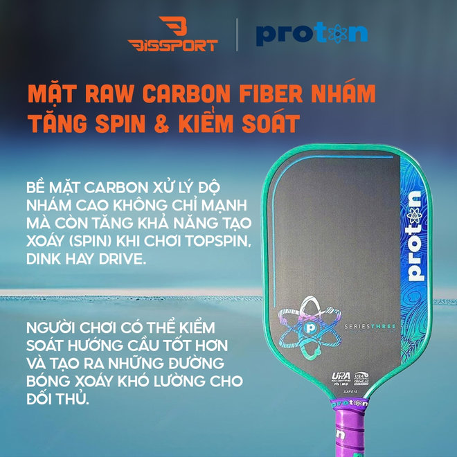 Mặt carbon giúp bám bóng và kiểm soát xoáy