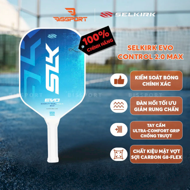 Vợt pickleball Selkirk SLK EVO Control 2.0 Max là dòng vợt định vị cho người chơi pickleball mới 