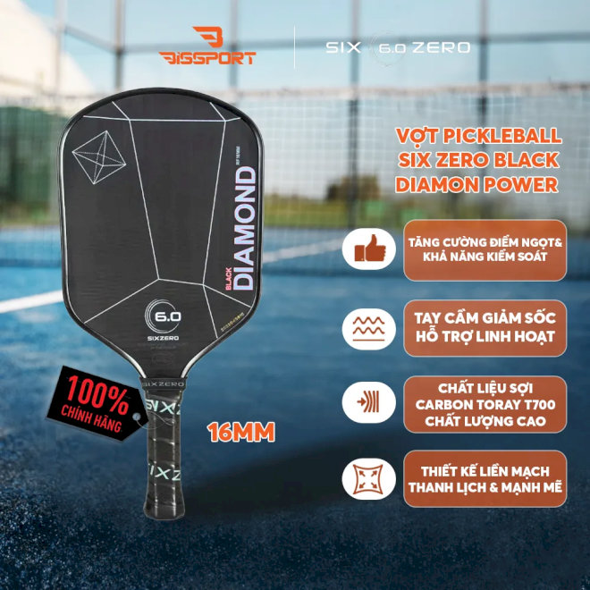 Mua ngay vợt Six Zero Black Diamond Power 16mm tại BIS SPORT