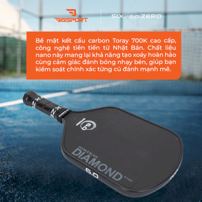 Vợt Pickleball Six Zero làm từ vật liệu cao cấp, bền bỉ