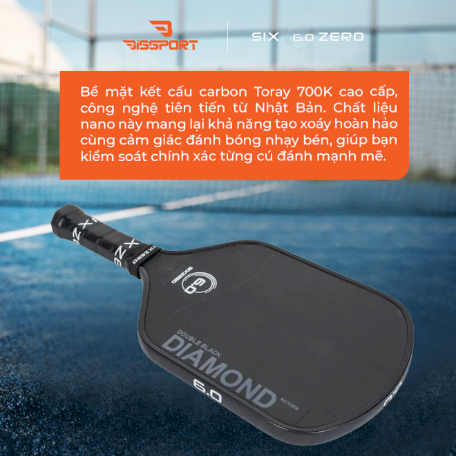 Vợt Pickleball Six Zero làm từ vật liệu cao cấp, bền bỉ