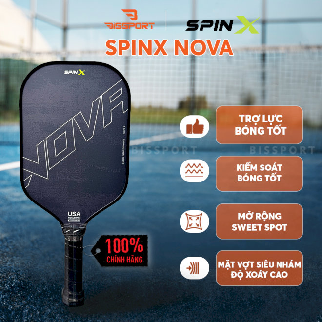 Vợt Pickleball SpinX NOVA tạo sự ổn định và chắc chắn khi vợt tiếp xúc bóng 