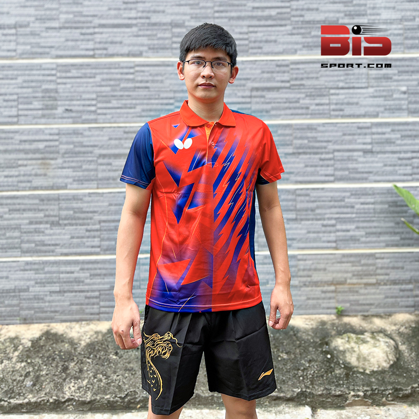 Áo Bóng Bàn Thun Butterly Đỏ Cổ Trụ  46070 Nam - Cao Cấp Chính Hãng - Loại Cổ Trụ - Chất Vải Thoáng Mát - Siêu Thấm Hút Mồ Hôi