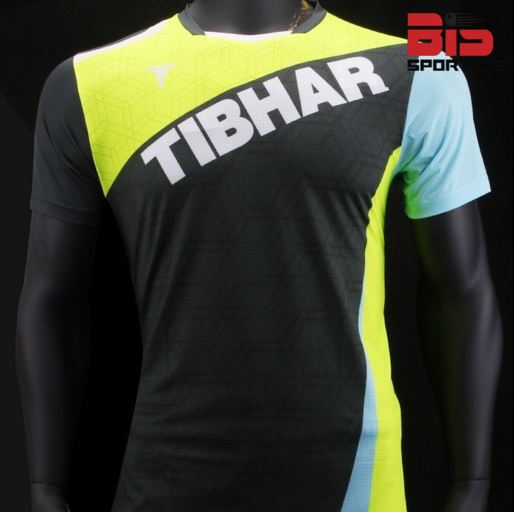 Áo Bóng Bàn TIBHAR Nam Của Đội Tuyển Thi Đấu Quốc Gia - Đen Xanh - Chính Hãng - Chất Thun Mát Lạnh , Siêu Thoáng Khí - MADE IN GERMANY