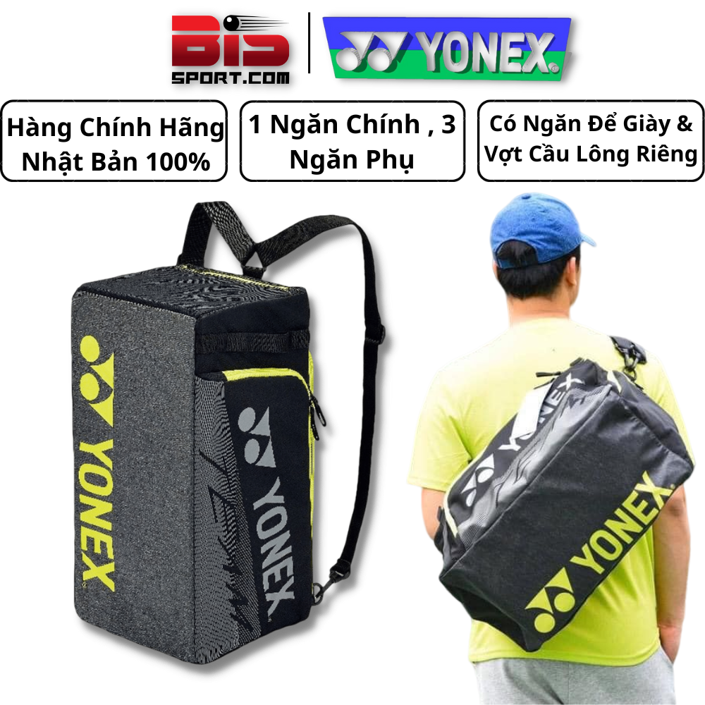 Balo Kết Hợp Túi Cầu Lông Yonex Ba 42113 Đen Xanh Lá - Hàng Chính Hãng 100%