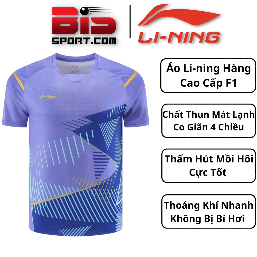 Áo Cầu Lông , Bóng Bàn Li-ning 6207A Nam Hàng Cao Cấp F1 - Chất Thun Lạnh , Độ Co Giãn Tốt , Thoáng Khí Nhanh - Mẫu Mới 2023