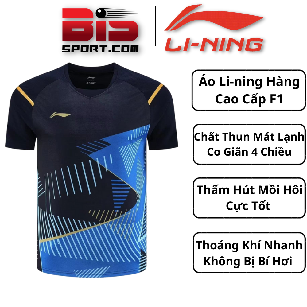 Áo Cầu Lông , Bóng Bàn Li-ning 6207A Nam Hàng Cao Cấp F1 - Chất Thun Lạnh , Độ Co Giãn Tốt , Thoáng Khí Nhanh - Mẫu Mới 2023