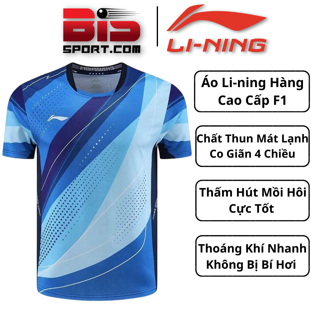 Áo Cầu Lông LI-NING AAYT027-2 Nam Hàng Cao Cấp F1 - Độ Co Giãn Tốt - Thoáng Khí Nhanh