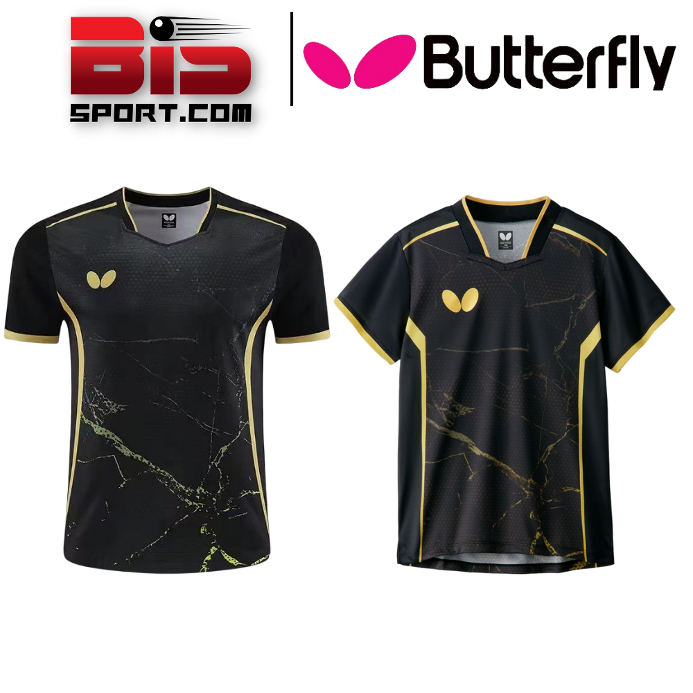 Áo Bóng Bàn Butterfly 6057a Nam Xanh Tím - Cao Cấp Loại 1 - Loại Thun Không Cổ , Chất Vải Thoáng Mát , Siêu Thấm Hút Mồ Hôi