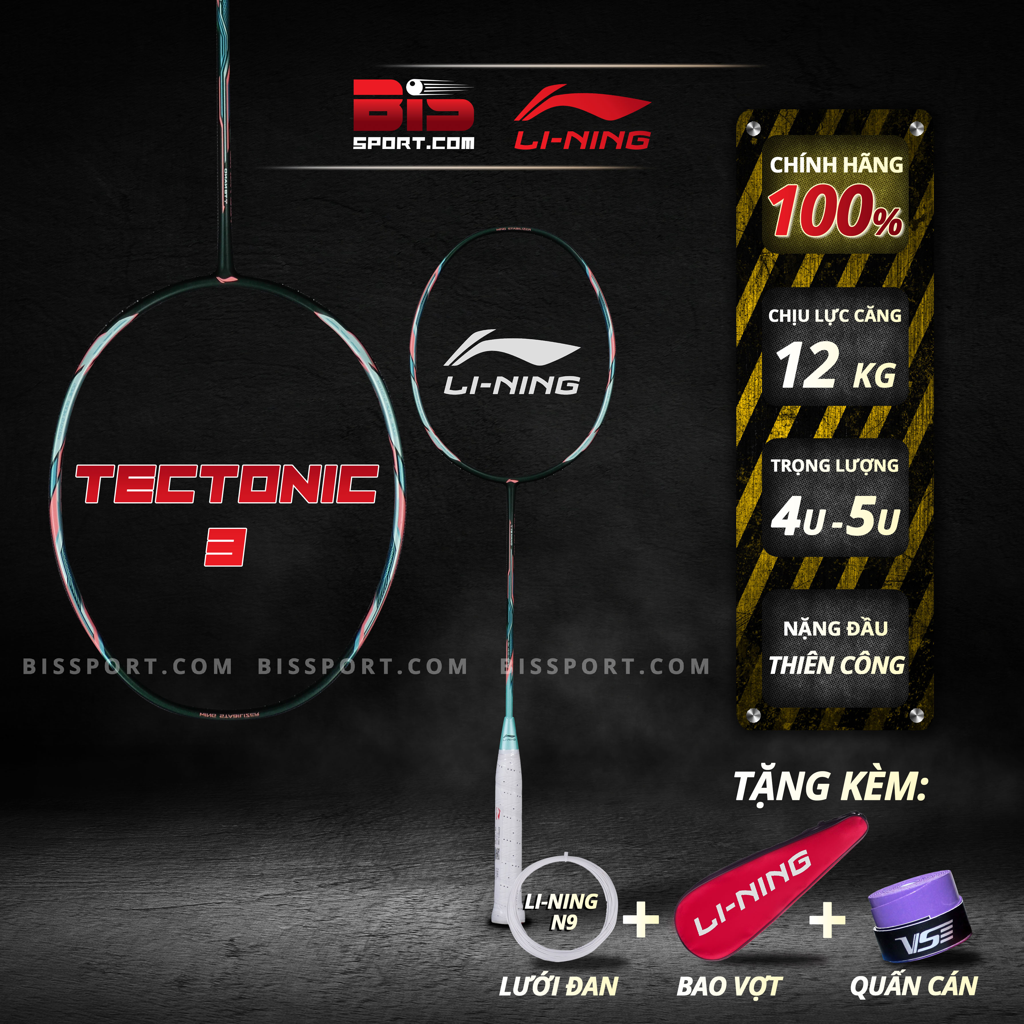 Vợt Cầu Lông Chính Hãng - Lining Tectonic 3 ( 4U - 5U ) - Siêu Kiếm Công Thủ Toàn Diện Của Năm 2022