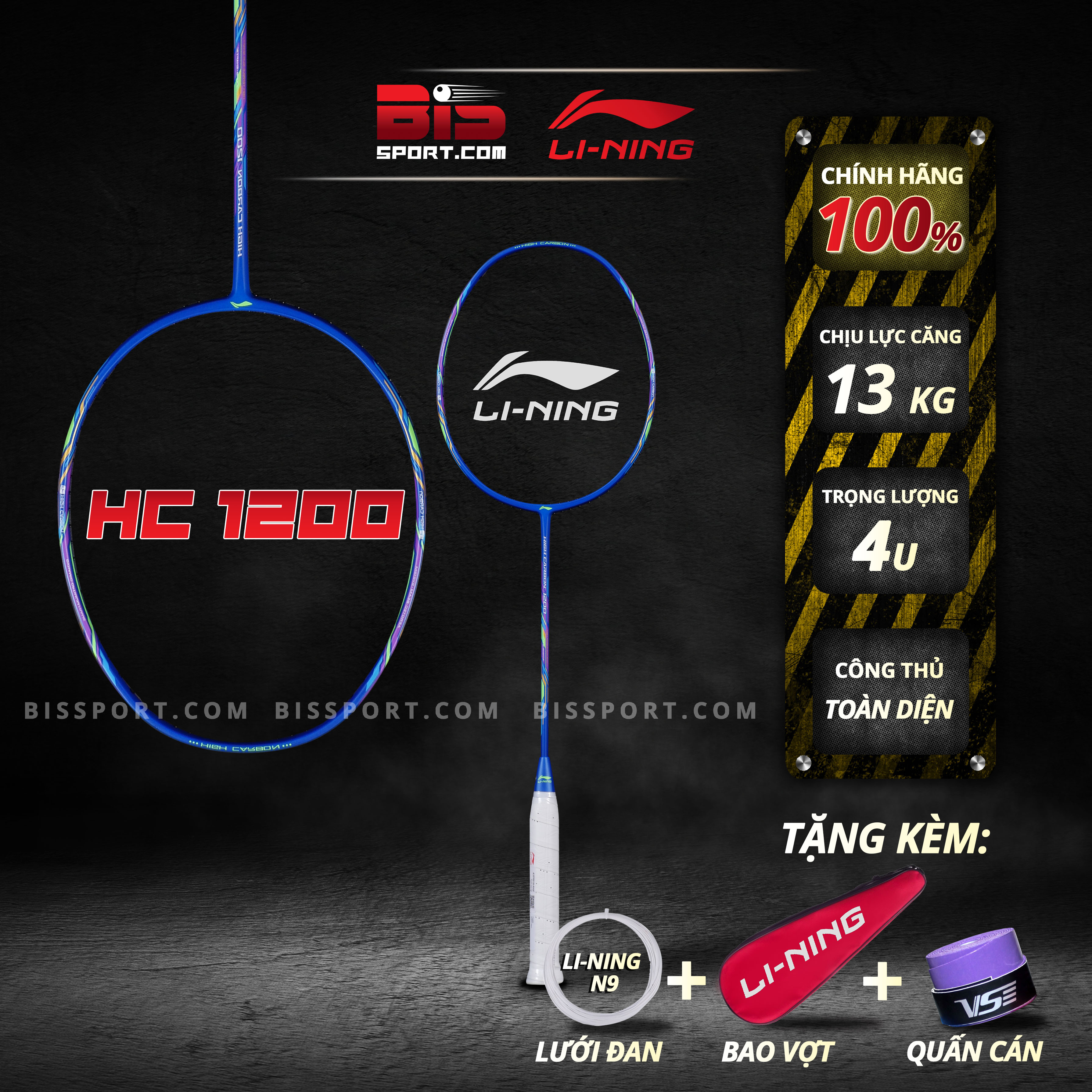 Vợt Cầu Lông Li-ning HC 1200 Chính Hãng - Vợt Cho Lối Đánh Công Thủ Toàn Diện