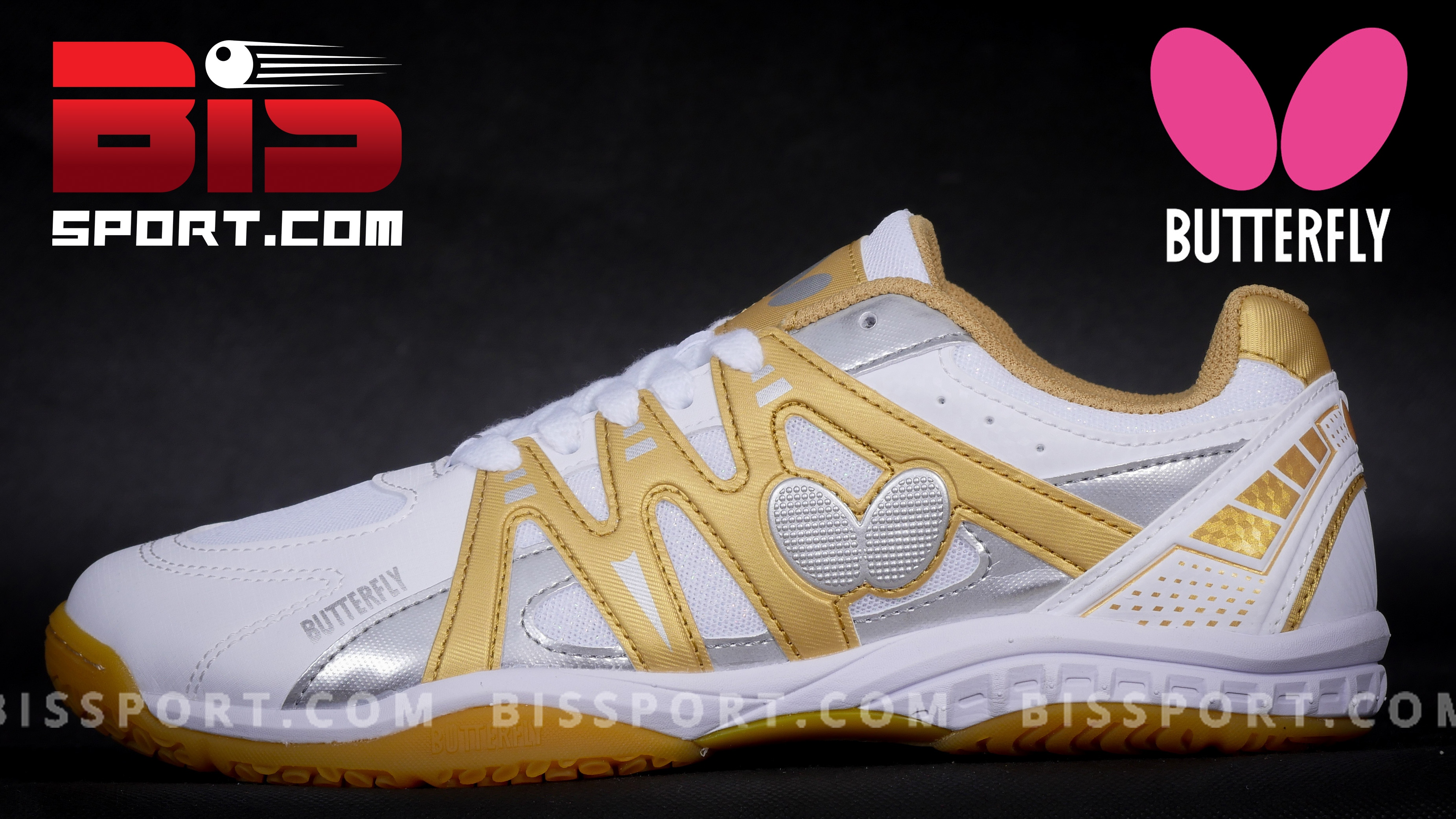 Giày Bóng Bàn Butterfly Lezoline 9 Chính Hãng - Màu Trắng Vàng - Cực Phẩm Đế Cao Su Siêu Bám Sân