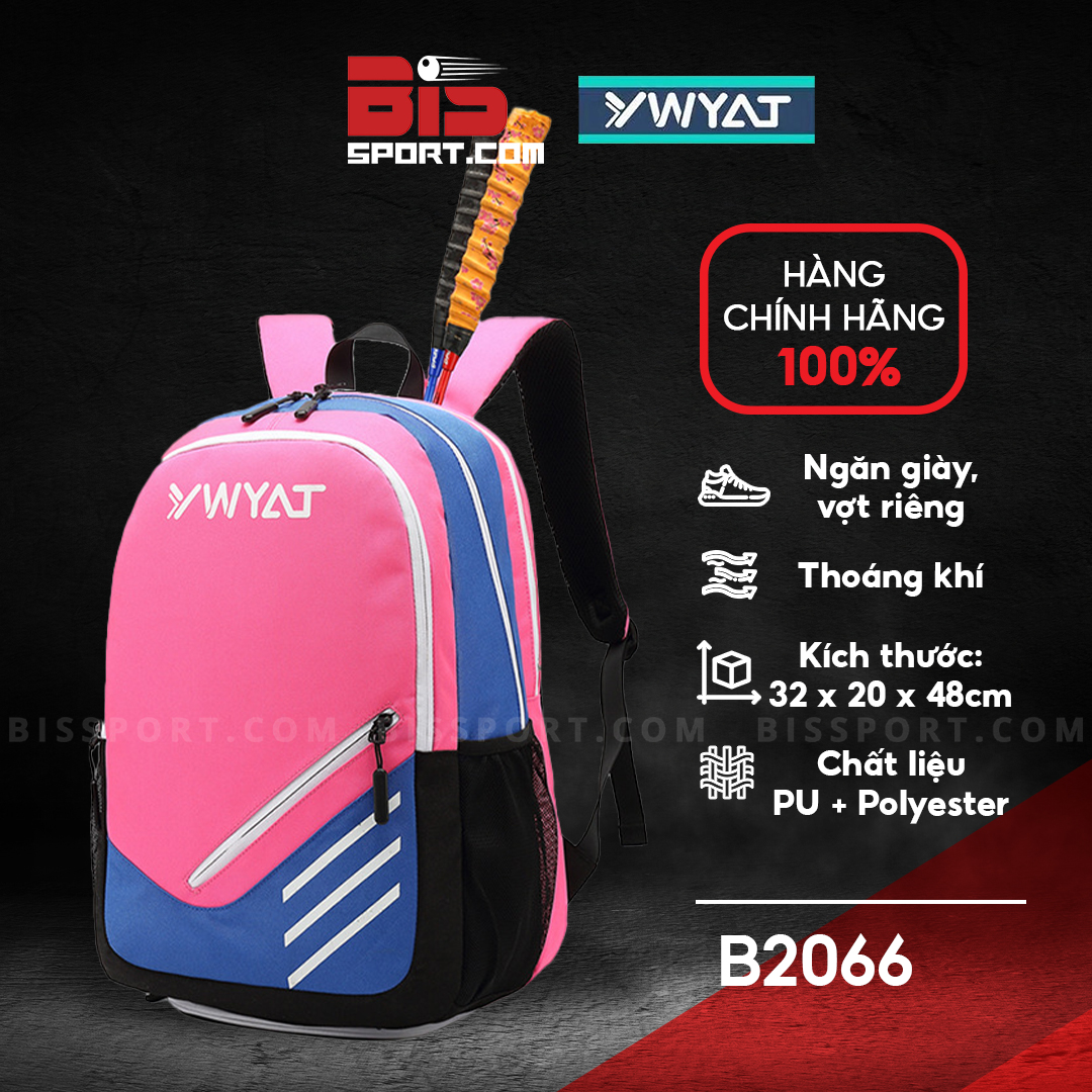 Balo Cầu Lông YWYAT 2066 Hồng Chính Hãng - Ngăn Giày, Vợt Riêng, Thoáng Khí, Chống Thấm, Khử Mùi, Bền Chắc, Trẻ Trung