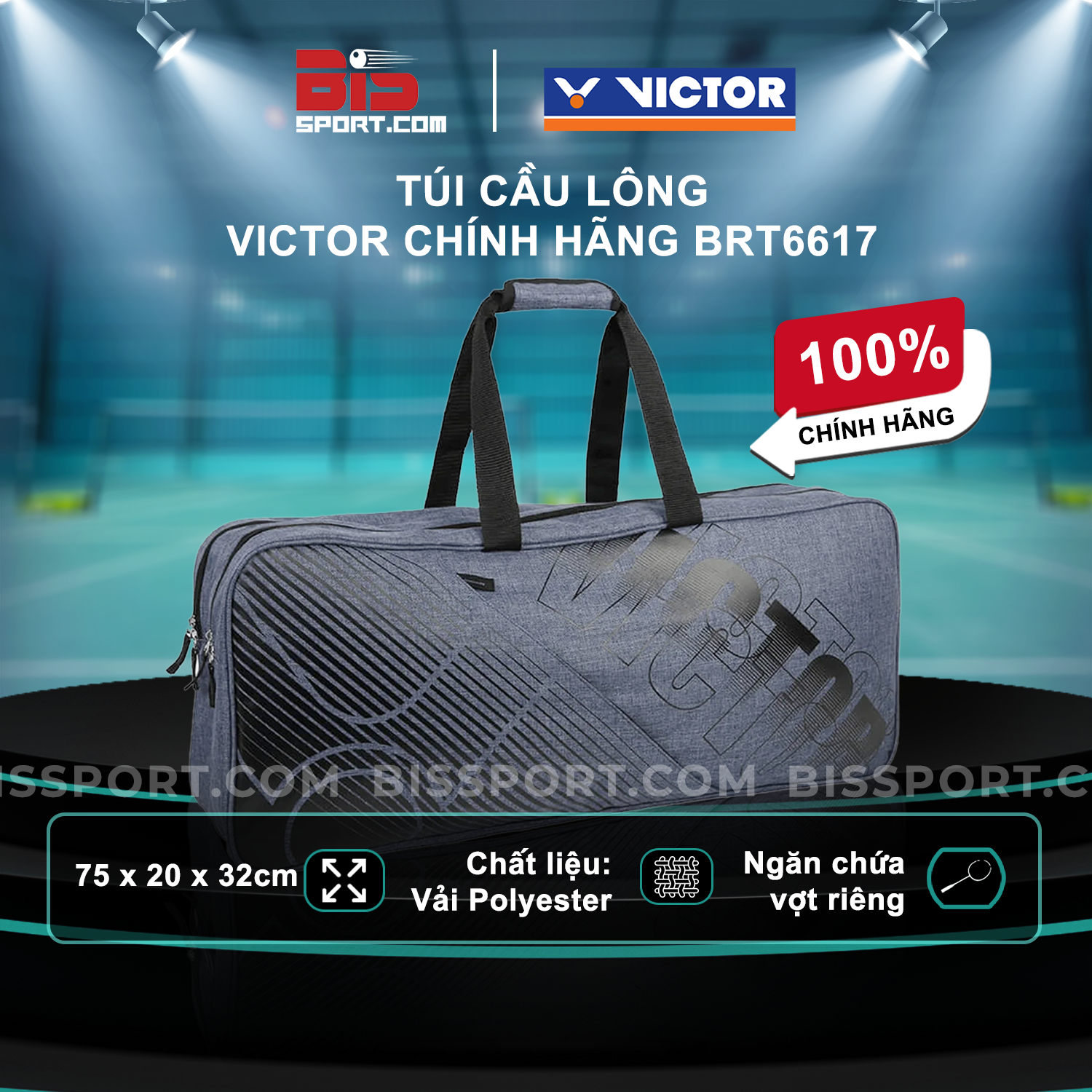 Túi Cầu Lông Victor Br6617 Xám