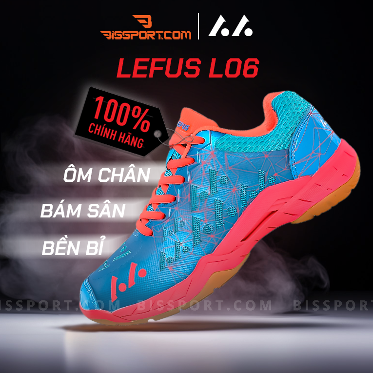 Giày Cầu Lông Bóng Chuyền Lefus Chính Hãng L06 Hồng Xanh - Màu Sắc Bắt Mắt, Thoáng Khí, Chống Mài Mòn Và Bám Sàn Tốt