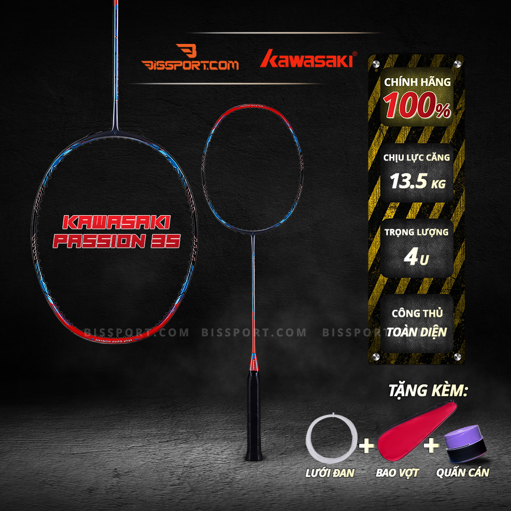 Vợt Cầu Lông Kawasaki Passion P35 Xanh Cam Chính Hãng - Vợt Thiên Về Lối Đánh Thiên Công