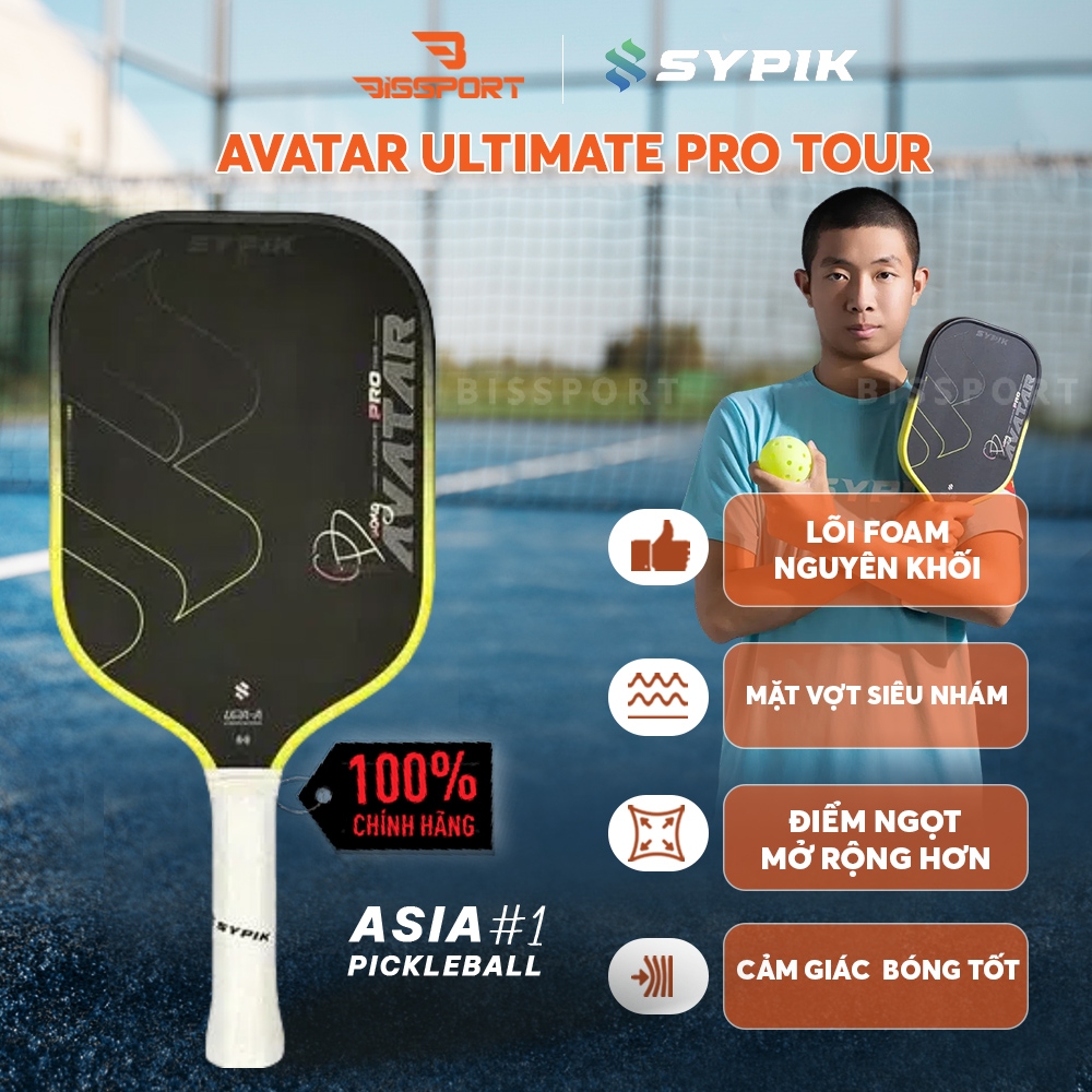 Vợt Pickleball Sypik Avatar 16mm Chính Hãng - Ổn Định - Kiểm Soát Đường Bóng - Mặt Carbon Fiber T700 Phủ Nhám