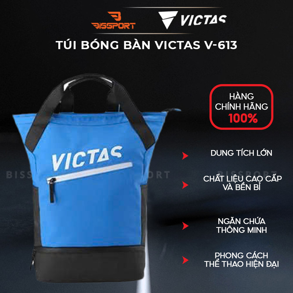 Balo Túi Bóng Bàn Victas V-613 Xanh Chính Hãng - 2in1 - Bền Bỉ - Ổn Định - Chắc Chắn - Sức Chứa Rộng - Nhẹ