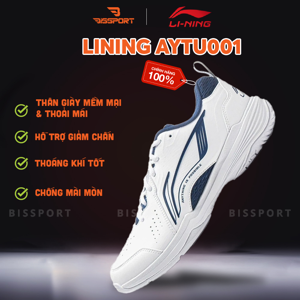 (Q7) Giày cầu lông lining AYTU001-9 trắng xanh