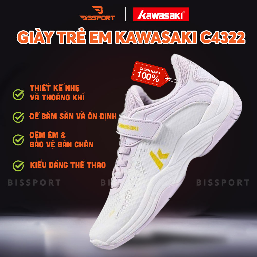 (PN) Giày Kawasaki Trẻ Em C4322 Trắng tím