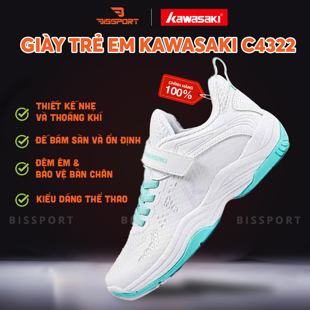 (Q7) Giày Kawasaki Trẻ Em C4322 Trắng xanh ngọc