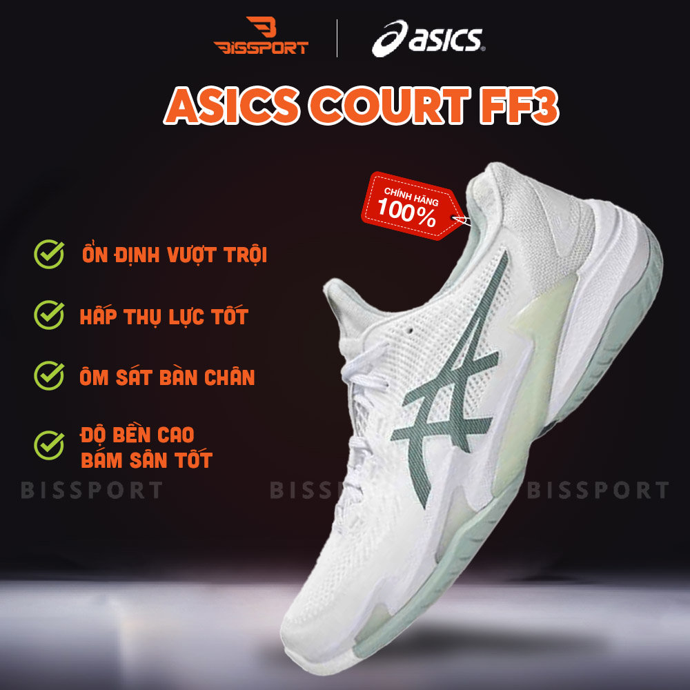 Giày Tennis/Pickleball Asics Asics Court FF3 Chính Hãng - Trắng Xanh Matcha - Êm Ái, Ổn Định - Giảm Chấn - Bền - Bám Sàn