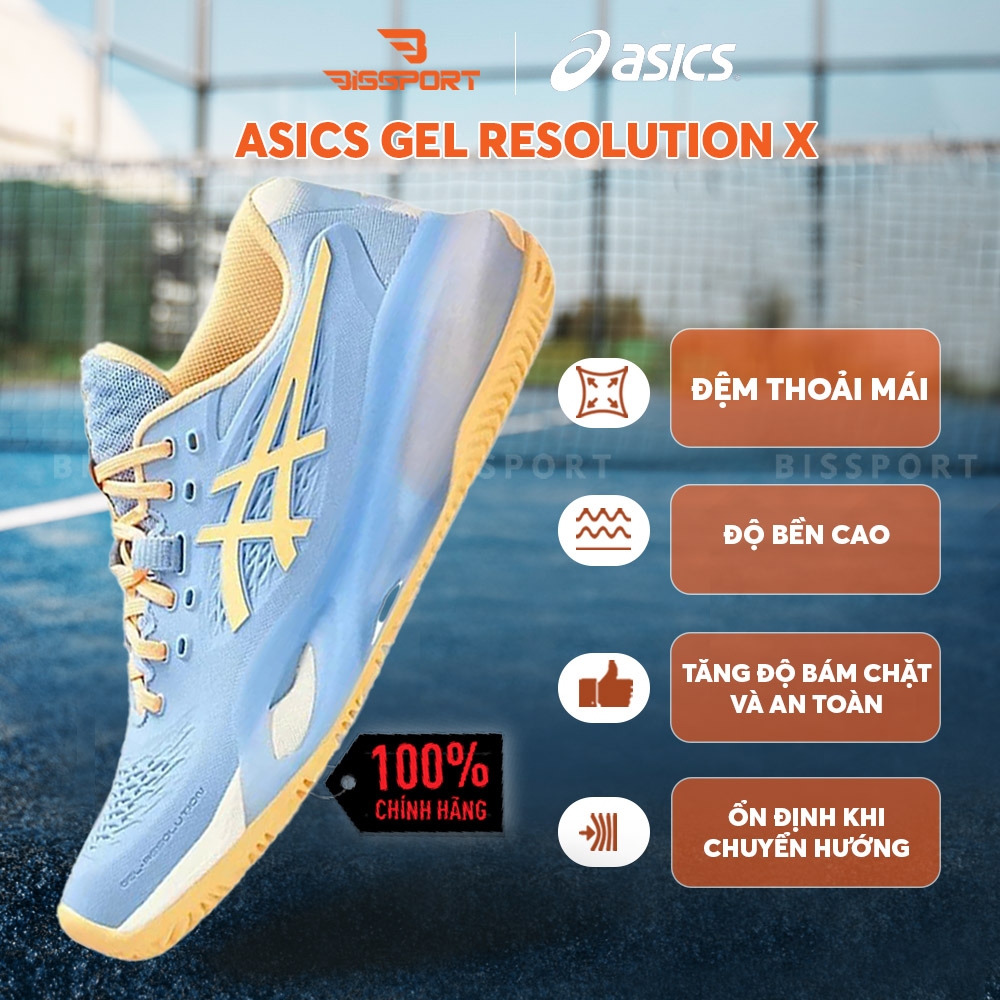Giày Tennis/Pickleball Asics Gel Resolution X Chính Hãng - Xanh Pastel - Ổn Định - Thoáng Khí - Nhẹ Giảm Chấn - Bền Bỉ