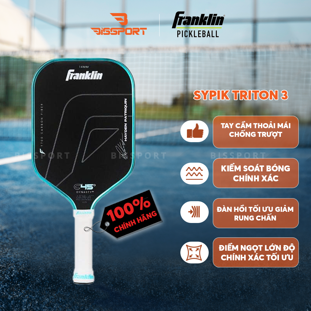 Vợt Pickleball Franklin C45 Xanh Hayden Patriquin Chính Hãng - Ổn Định - Bền - Siêu Nhám - Tối Ưu Lối Đánh - Tạo Xoáy Tốt