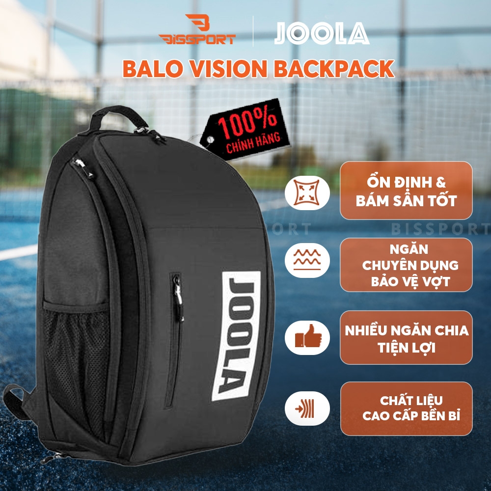 Balo Bóng Bàn & Pickleball JOOLA Vision Backpack Chính Hãng – Đen -  Đa Dụng – Nhẹ, Bền, Nhiều Ngăn Tiện Lợi - Chắc Chắn
