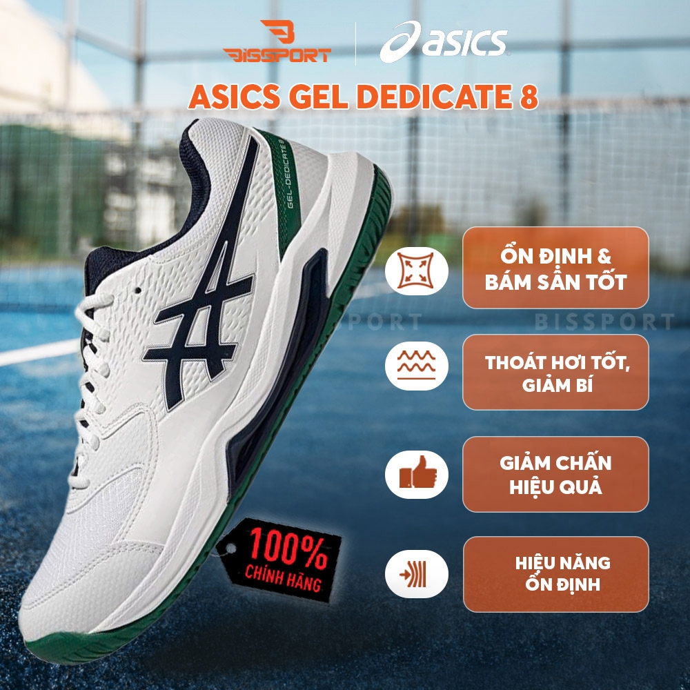 Giày Pickleball Asics Gel Dedicate 8 Trắng Xanh Lá