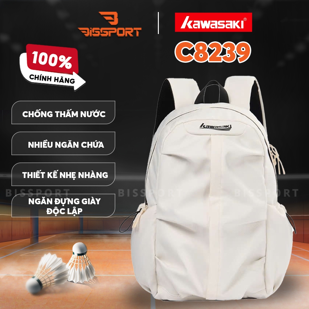 Balo Cầu Lông Kawasaki C8239 Chính Hãng - Trắng - Màu Sắc Đa Dạng - Tiện Lợi - Bền Bỉ - Dây Khóa Chắc Chắn - Ngăn Nhiều - Dầy Dặn