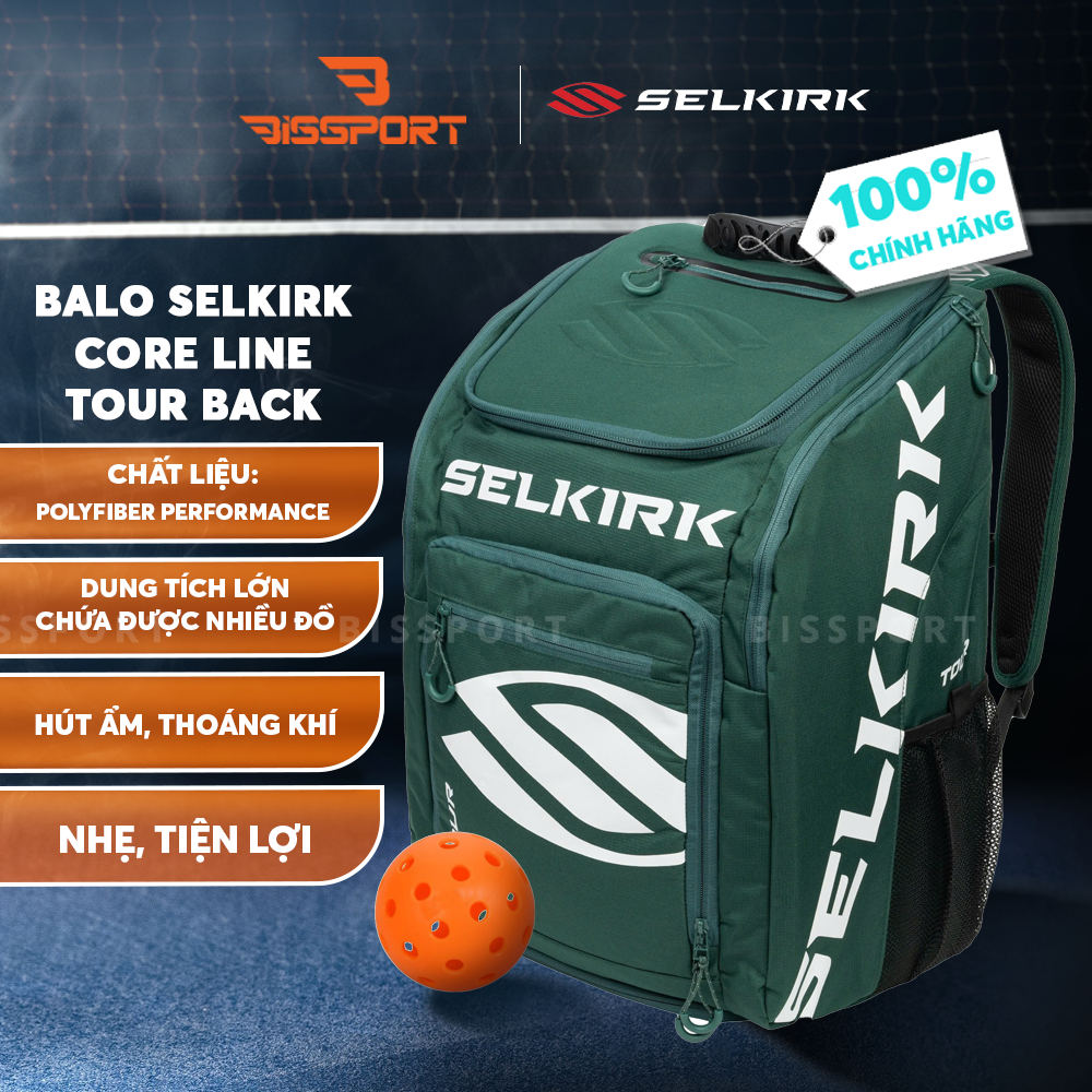 Balo Pickleball Core Line Tour Back Chính Hãng - Xanh Lá - Dung Tích Lớn - Nhiều Ngăn Có Túi Vợt Riêng - Chống Nước