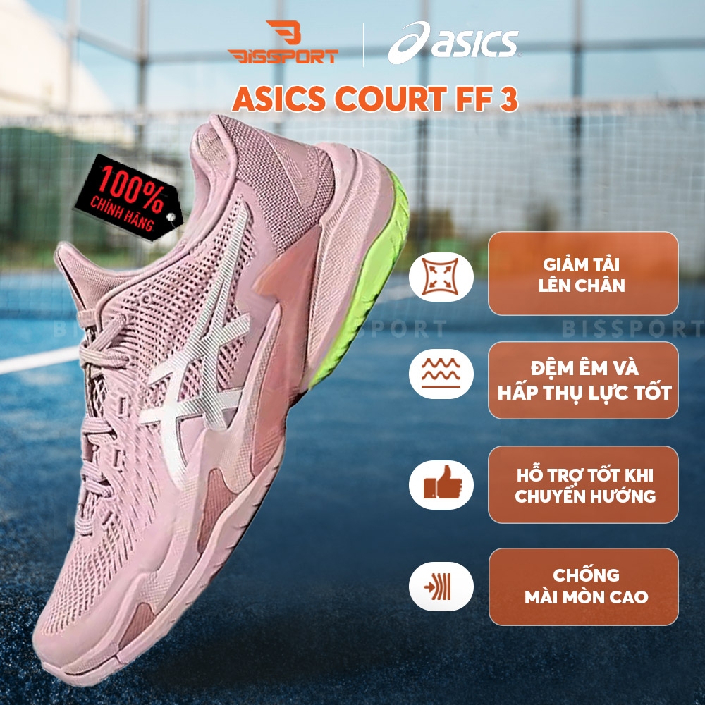 Giày Tennis/Pickleball Asics Asics Court FF3 Chính Hãng - Hồng Phấn - Êm Ái, Ổn Định - Giảm Chấn - Siêu Bền