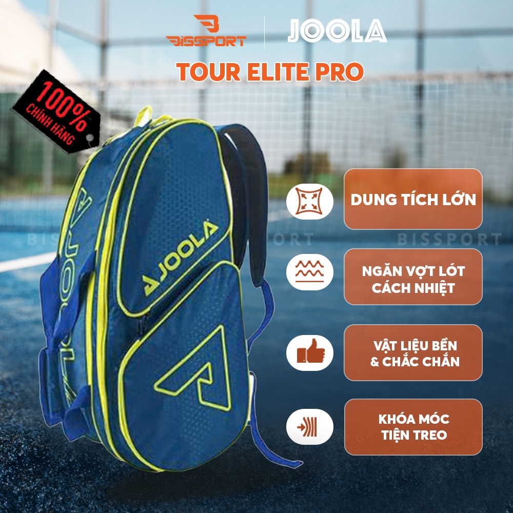 Túi Pickleball JOOLA Tour Elite Pro Chính Hãng - Xanh Dương Vàng - Rộng Rãi - Bền Bỉ - Có Ngăn Vợt & Giày Riêng - Có Nhiều Ngăn