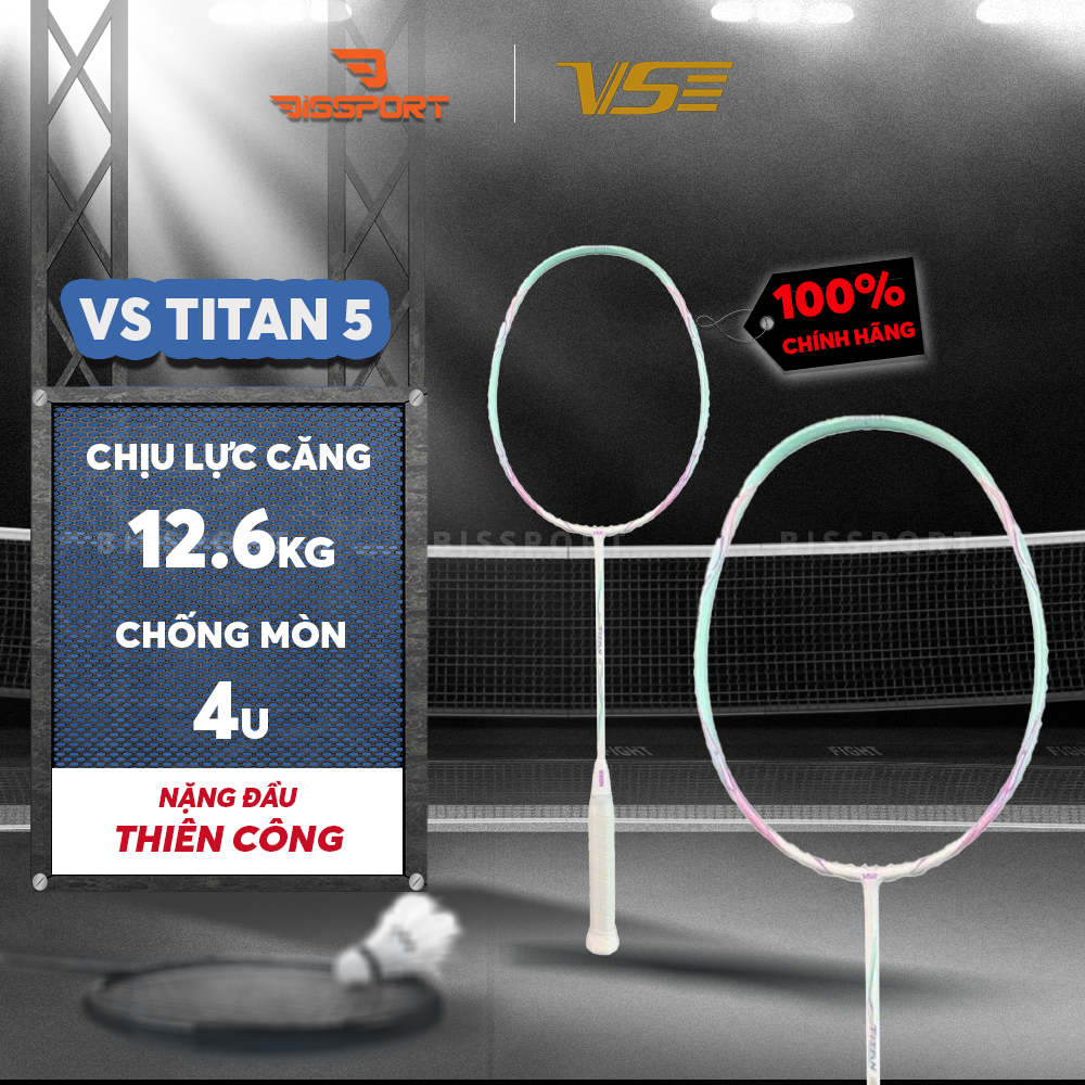 Vợt Cầu Lông VenSon VS Titan 5 Trắng Xanh Lá Chính Hãng - Tấn Công Uy Lực, Phản Xạ Cực Nhanh, Tốc Độ, Công Thủ Toàn Diện