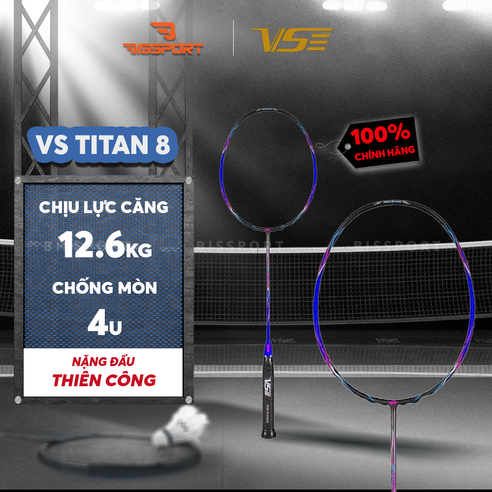 Vợt Cầu Lông VenSon VS Titan 8 Đen Xanh Chính Hãng - Tấn Công Uy Lực, Phản Xạ Cực Nhanh, Tốc Độ, Công Thủ Toàn Diện