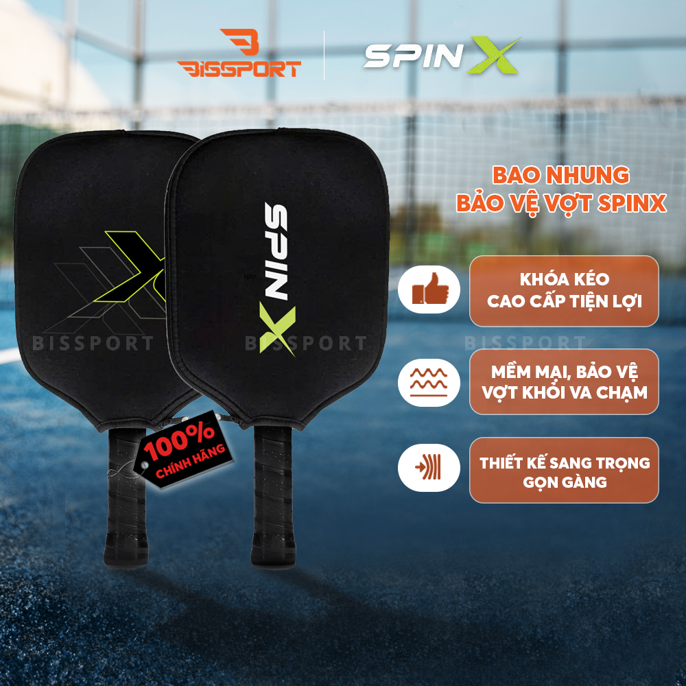 Bao Vợt Nhung Pickleball SPINX Chính Hãng - Bảo Vệ Vợt Hoàn Hảo – Mềm Mại Cao Cấp – Gọn Gàng, Tiện Lợi