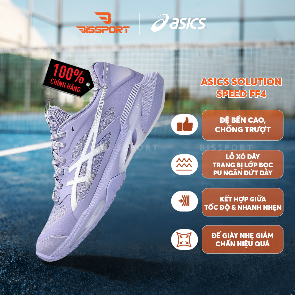 Giày Pickleball / Tennis ASICS Solution Speed FF 4 ‘Bluebell’ 1042A307-500 – Tím Chính Hãng Siêu Nhẹ – Linh Hoạt – Bền